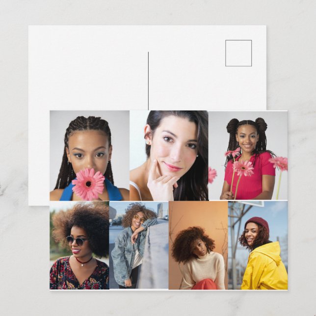 Design Your Own 7 Photo Collage Postcard (Front/Back)