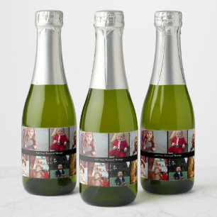 Design Your Own 7 Photo Collage Sparkling Wine Label