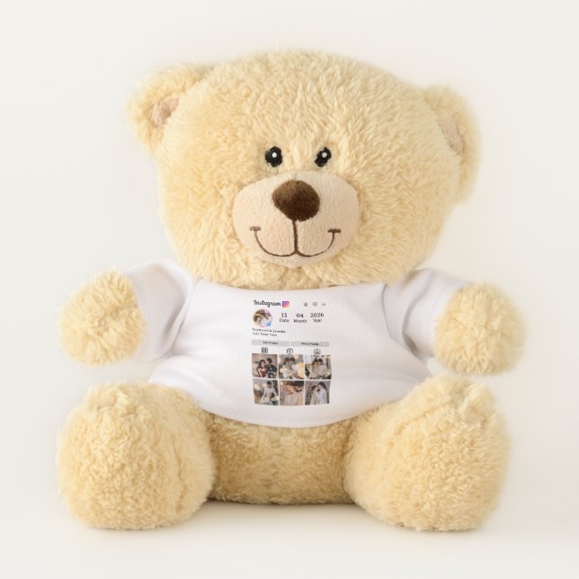 Design Your Own 7 Photo Collage Teddy Bear (Front)