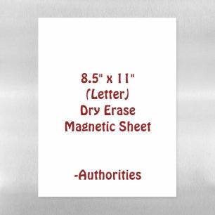 Design Your Own 8.5" x 11" (Letter) Magnetic Dry Erase Sheet