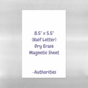 Design Your Own 8.5" x 5.5" (Half Letter) Magnetic Dry Erase Sheet