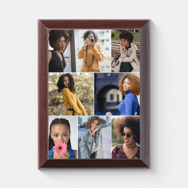 Design Your Own 8 Photo Collage Award Plaque (Vertical)