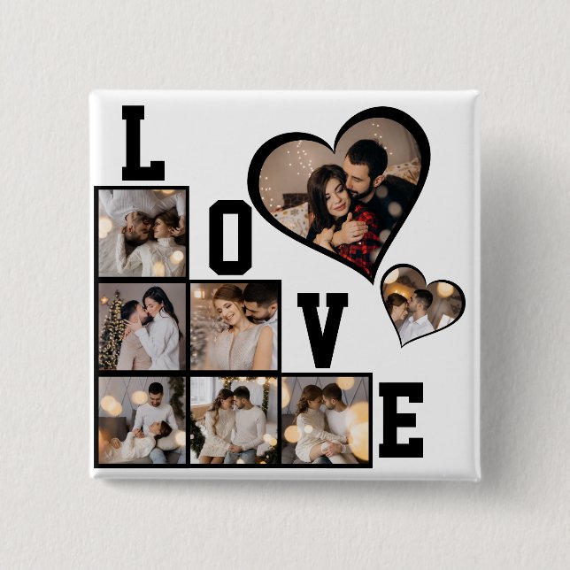 Design Your Own 8 Photo Collage Button (Front)