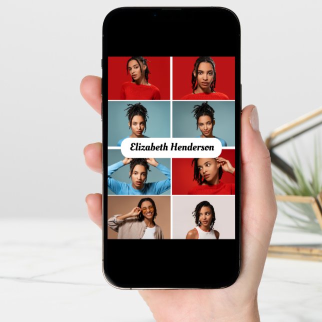 Design Your Own 8 Photo Collage Card (Front Digital)