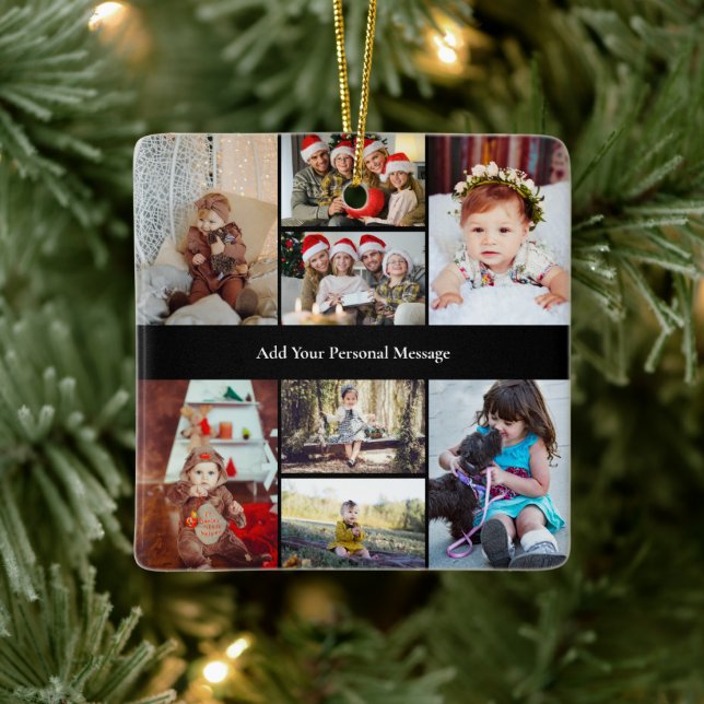Design Your Own 8 Photo Collage Ceramic Ornament (Tree)