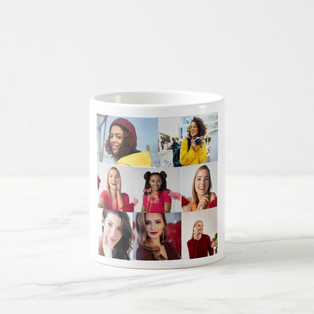 Design Your Own 8 Photo Collage Coffee Mug (Center)
