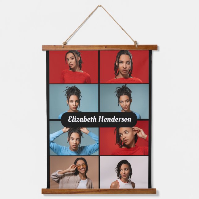 Design Your Own 8 Photo Collage Hanging Tapestry (Front)