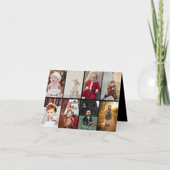 Design Your Own 8 Photo Collage Holiday Card (Front)