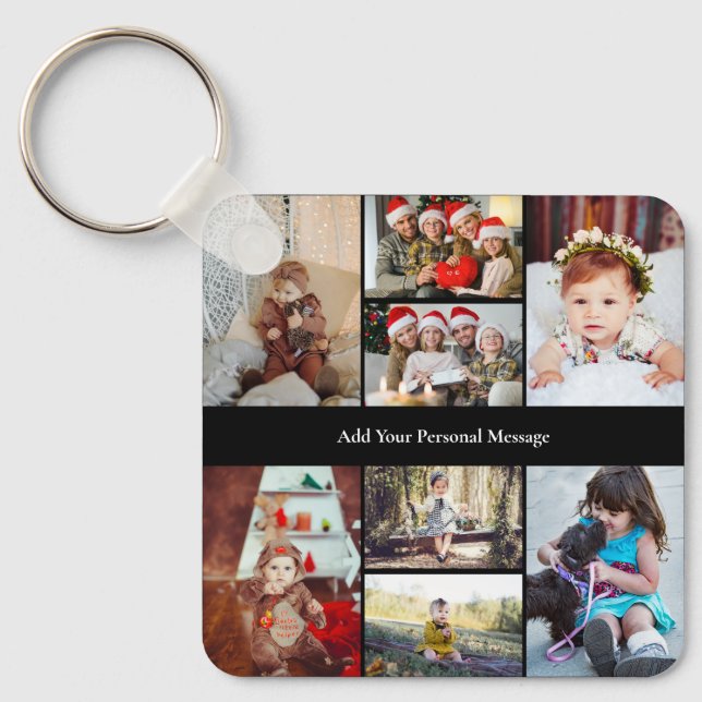 Design Your Own 8 Photo Collage Keychain (Front)