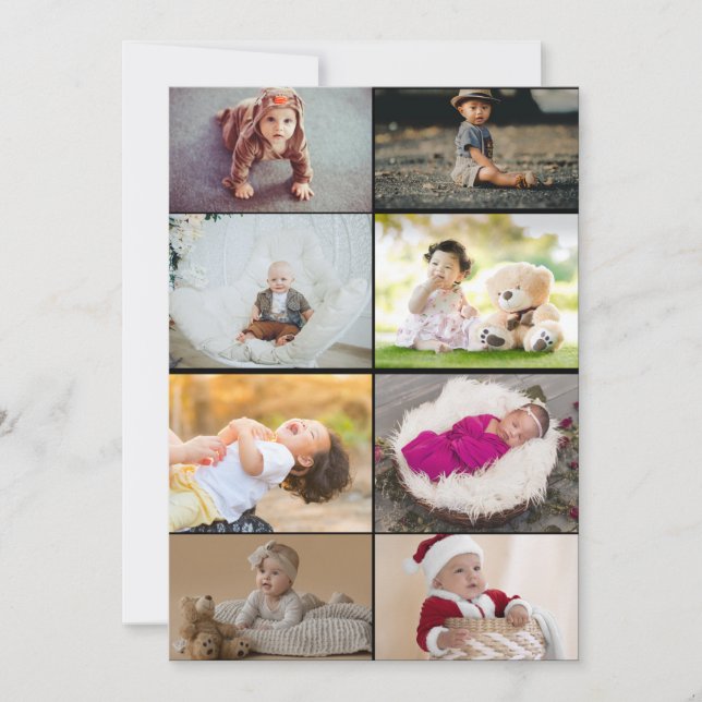 Design Your Own 8 Photo Collage Note Card (Front)