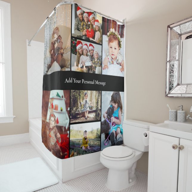 Design Your Own 8 Photo Collage Shower Curtain (In Situ)