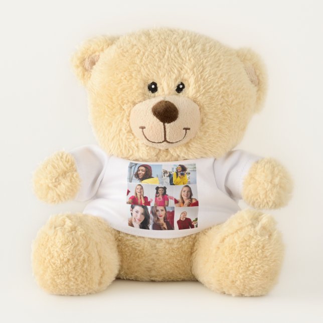 Design Your Own 8 Photo Collage Teddy Bear (Front)