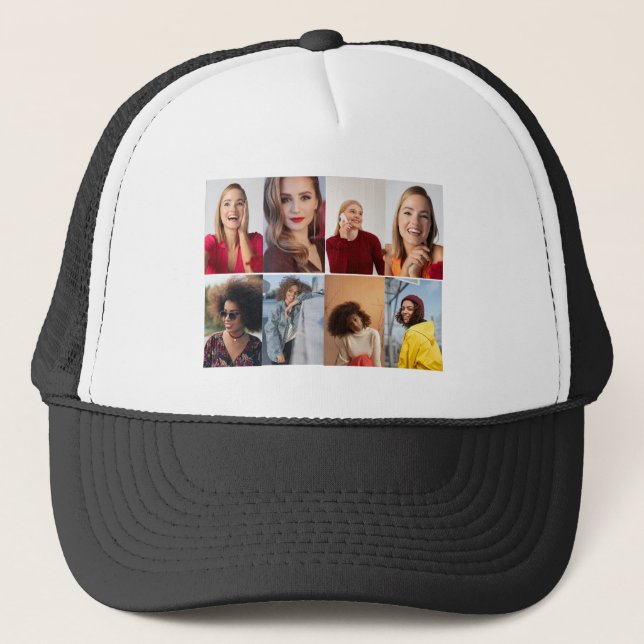 Design Your Own 8 Photo Collage Trucker Hat (Front)