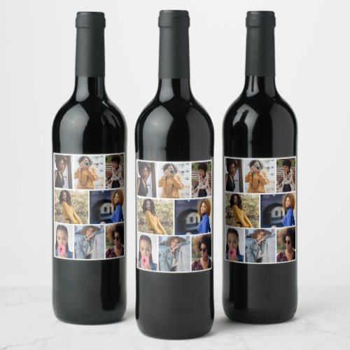 Design Your Own 8 Photo Collage Wine Label