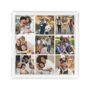 Design Your Own 9 Photo Collage Acrylic Tray