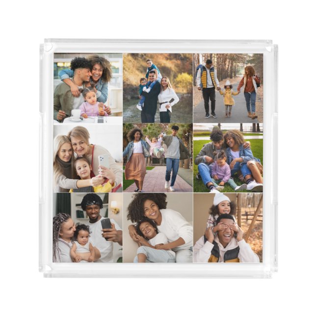 Design Your Own 9 Photo Collage Acrylic Tray (Front)