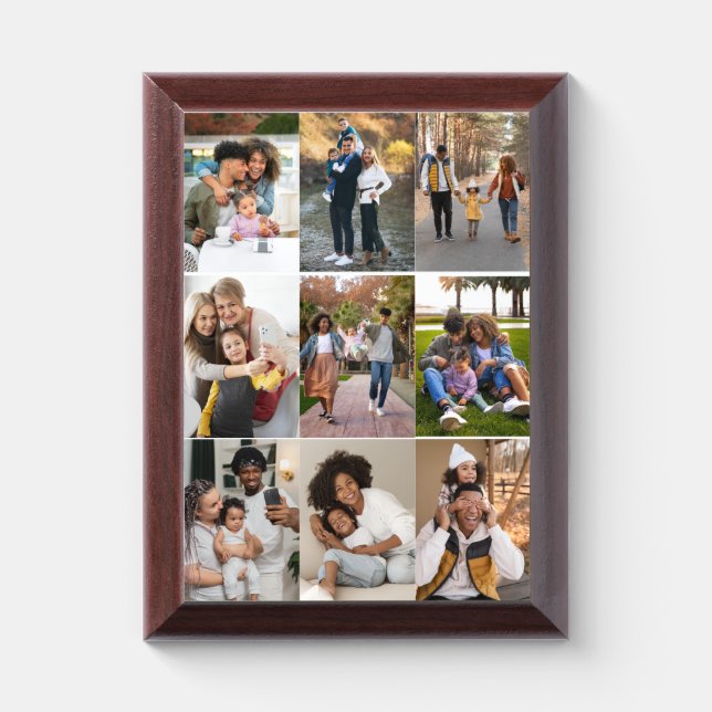 Design Your Own 9 Photo Collage Award Plaque (Vertical)