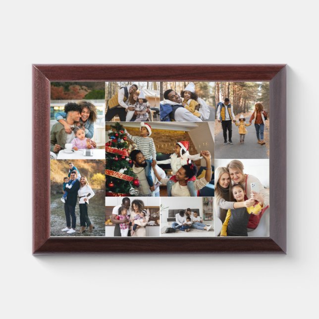 Design Your Own 9 Photo Collage Award Plaque (Horizontal)