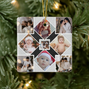 Design Your Own 9 Photo Collage Ceramic Ornament
