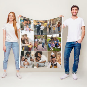 Design Your Own 9 Photo Collage Fleece Blanket