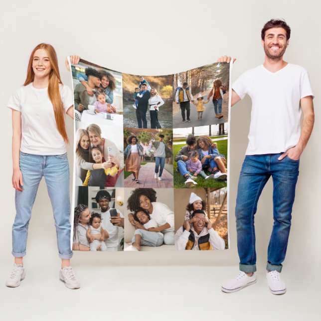 Design Your Own 9 Photo Collage Fleece Blanket (In Situ)