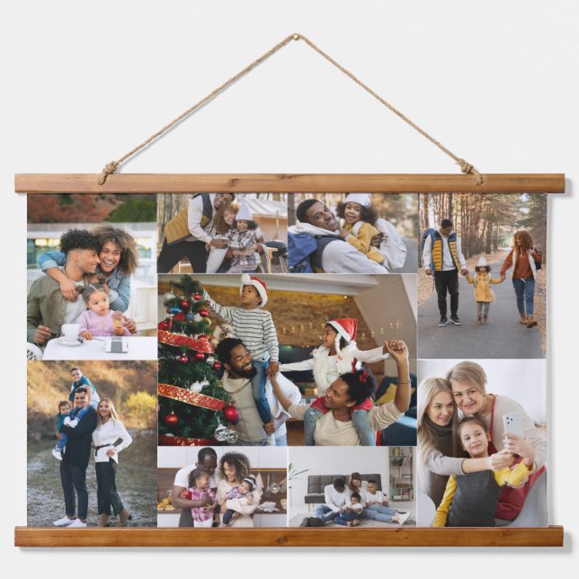 Design Your Own 9 Photo Collage Hanging Tapestry (Front)