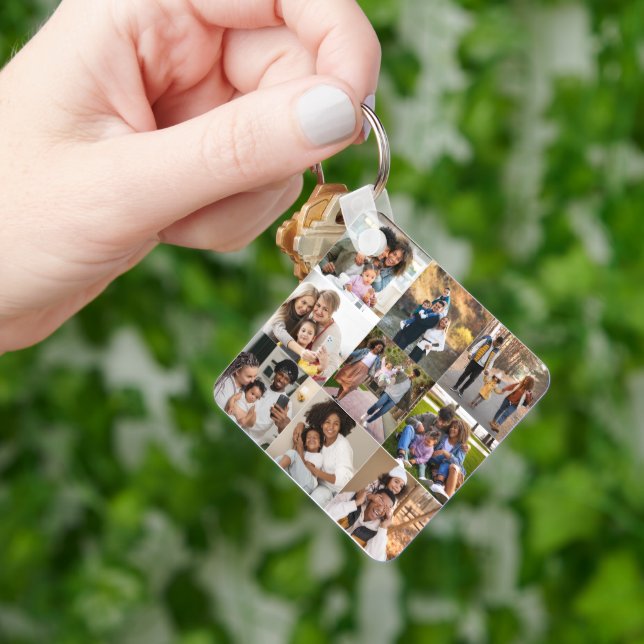 Design Your Own 9 Photo Collage Keychain (Hand)
