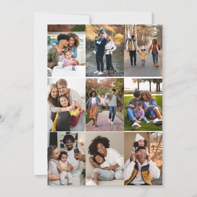 Design Your Own 9 Photo Collage Note Card (Front)
