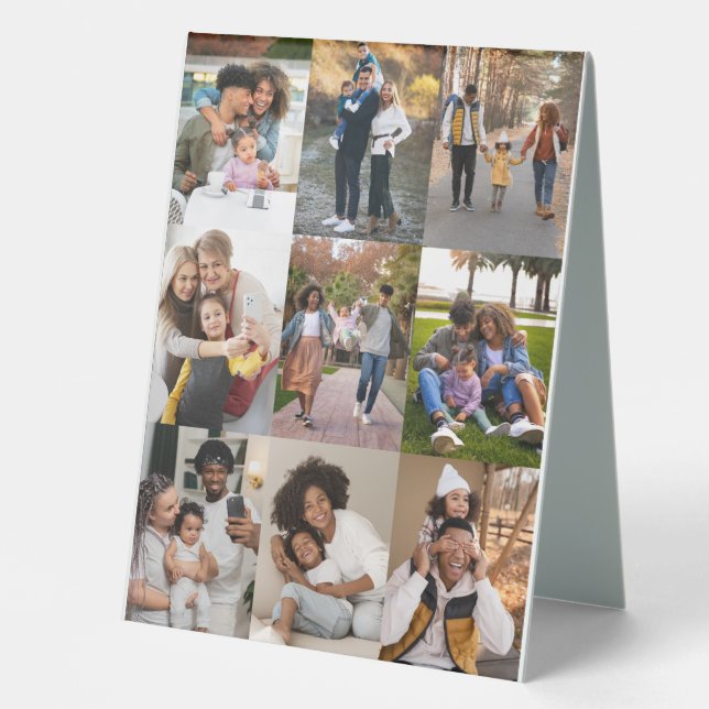 Design Your Own 9 Photo Collage Table Tent (Front)