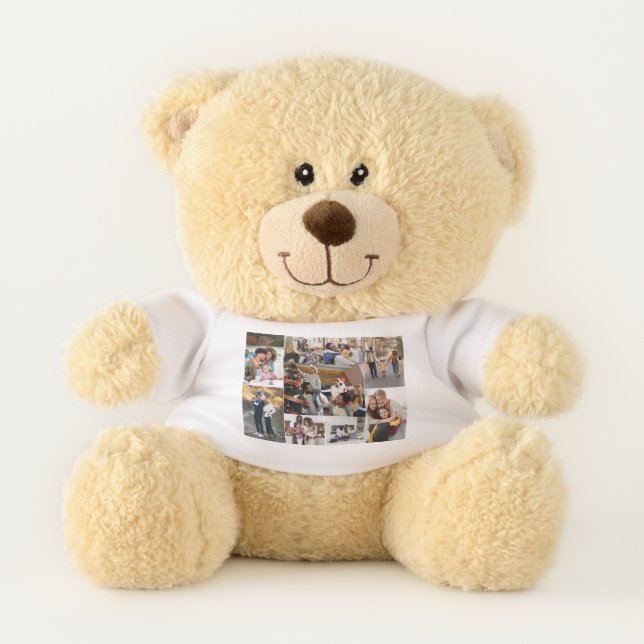 Design Your Own 9 Photo Collage Teddy Bear (Front)