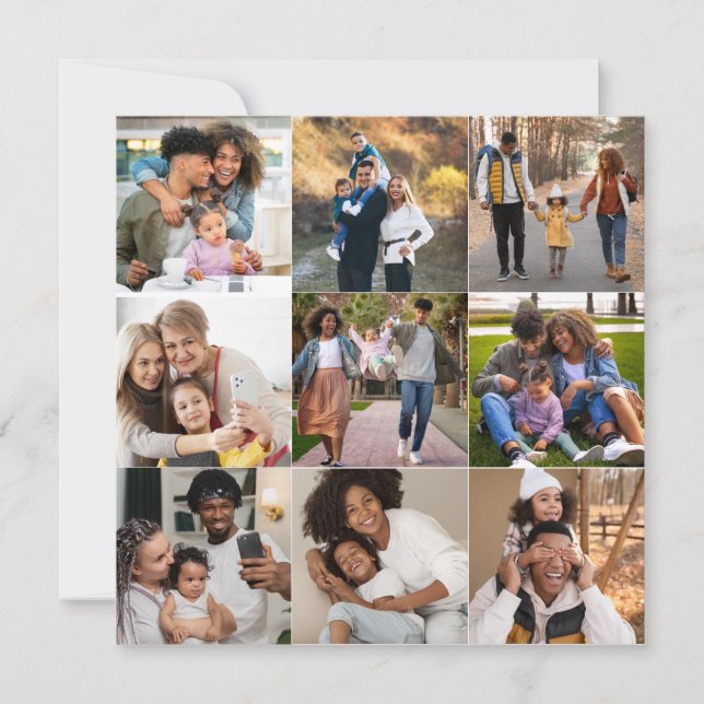 Design Your Own 9 Photo Collage Thank You Card (Front)