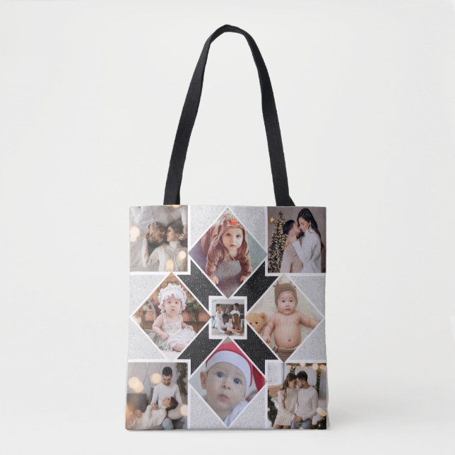 Design Your Own 9 Photo Collage Tote Bag (Front)
