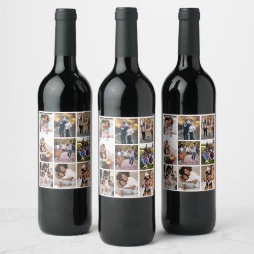 Design Your Own 9 Photo Collage Wine Label