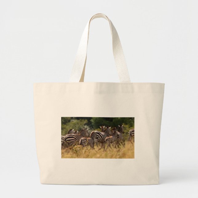 Design Your Own Beautiful zebra migration Mara Large Tote Bag (Front)