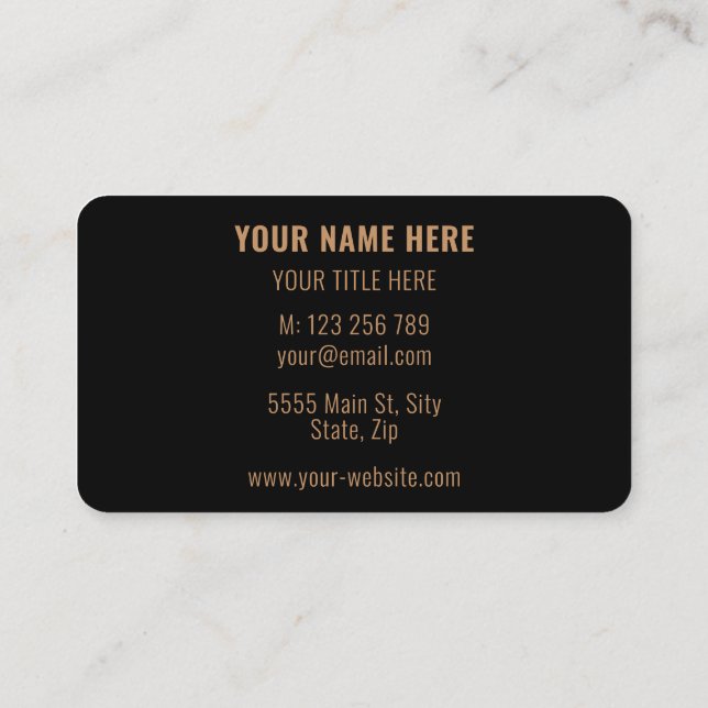 Design Your Own Black and Gold Business Card (Back)