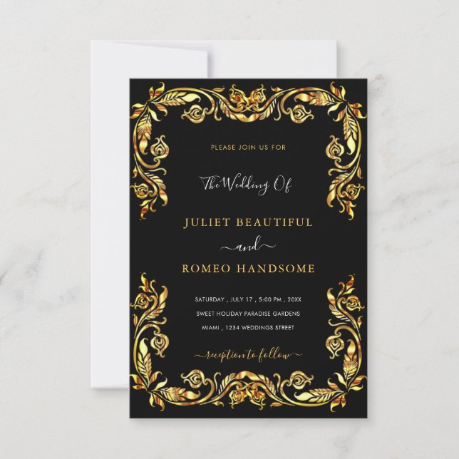 Design Your Own Black Gold Wedding Invitation (Front)