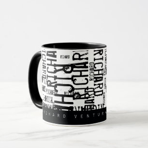 Design-your-own blk typography mug with name