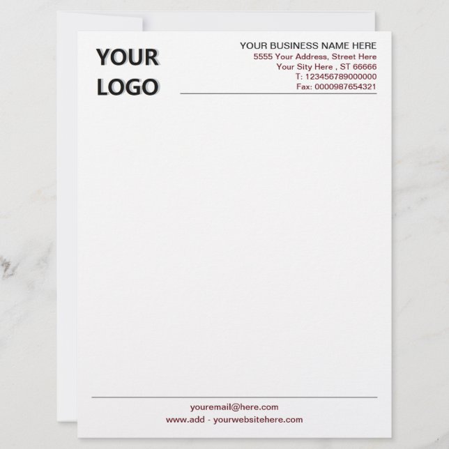 Design Your Own Branded Letterhead Example (Front)