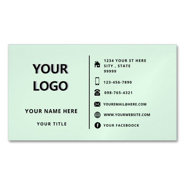 Design Your Own Business Card Magnet Template (Front)