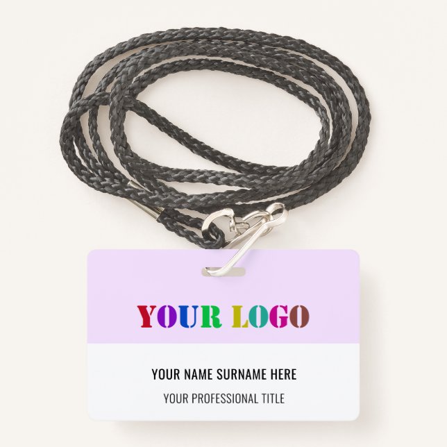 Design Your Own Business Logo Name Badge Template (Front with Lanyard)