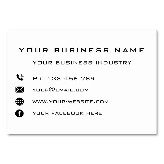 Design Your Own Business Table Number Template (Front)