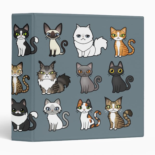 Design Your Own Cartoon Cat Binder (Front/Spine)