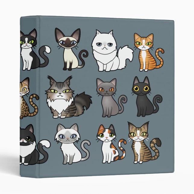 Design Your Own Cartoon Cat Binder (Front/Spine)