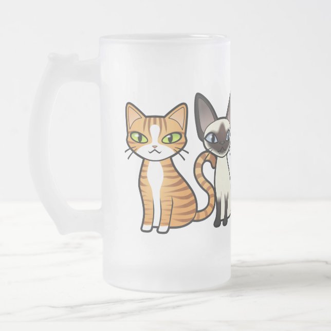 Design Your Own Cartoon Cat Frosted Glass Beer Mug (Left)