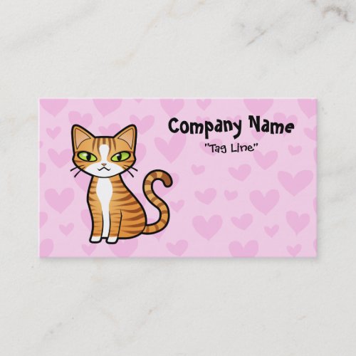 Design Your Own Cartoon Cat (love hearts) Business Card Templates