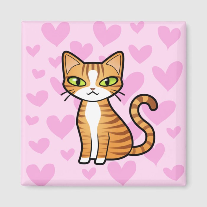 Design Your Own Cartoon Cat (love hearts) Magnet