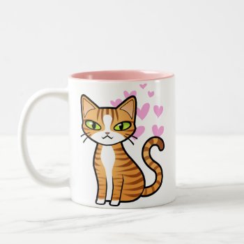 Design Your Own Cartoon Cat (love Hearts) Two-tone Coffee Mug by CartoonizeMyPet at Zazzle