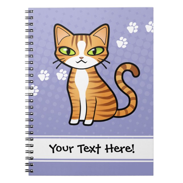 Design Your Own Cartoon Cat Notebook (Front)