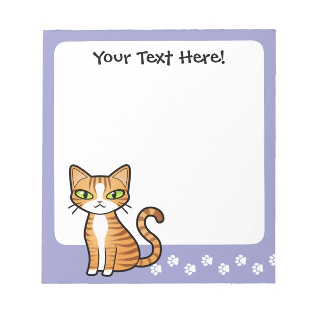 Design Your Own Cartoon Cat Notepad (Front)
