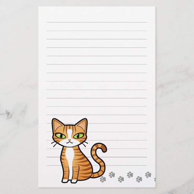 Design Your Own Cartoon Cat Stationery (Front)
